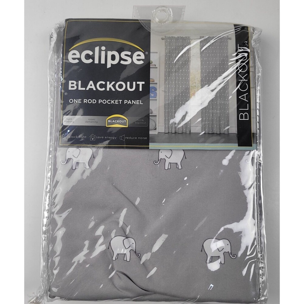 NEW Eclipse Thermaweave darkening curtain panel 'Peanut Pals Grey' 42X84 #CT4